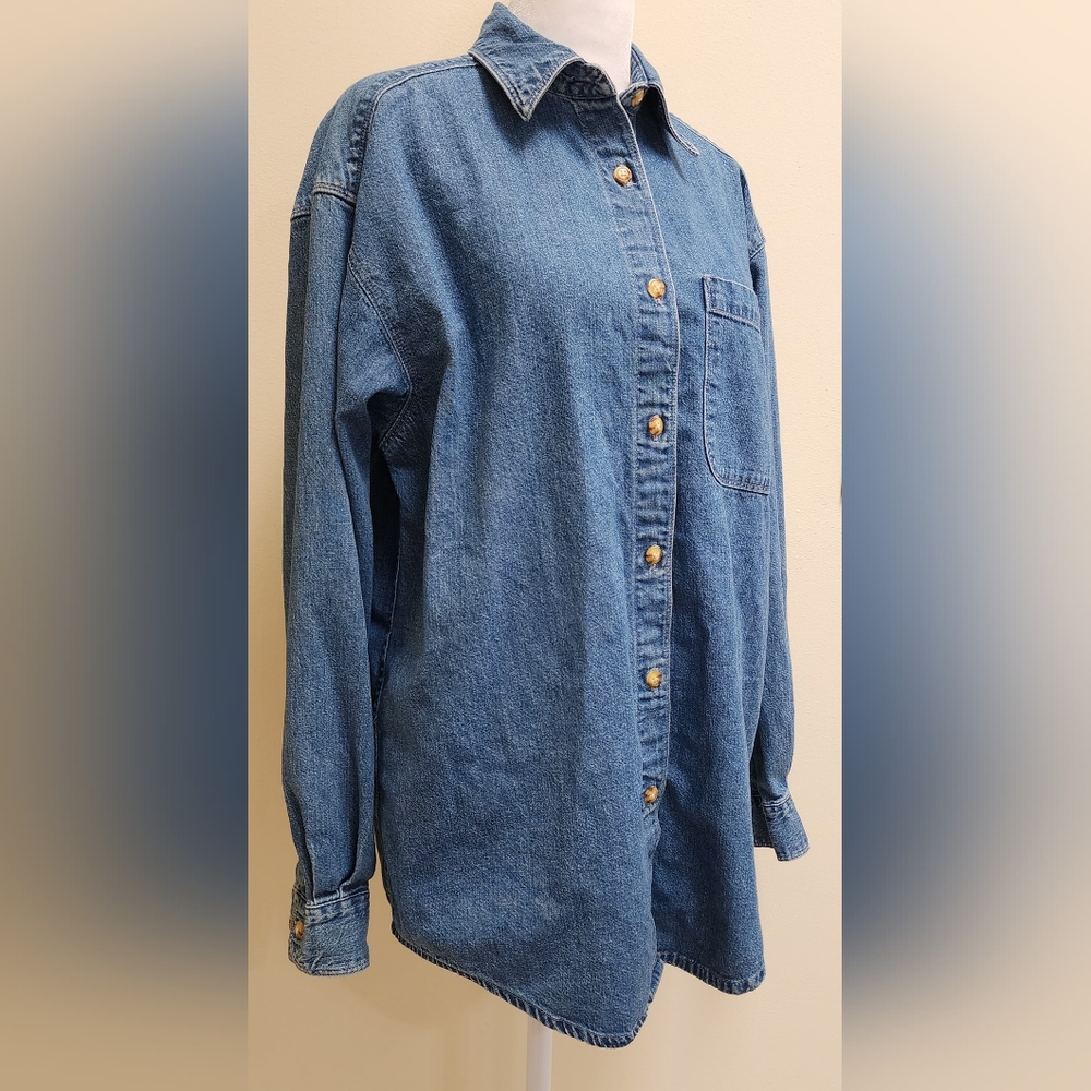 Eddie Bauer Blue Denim Button-up Shirt Women's Size S/P - Picture 6 of 12